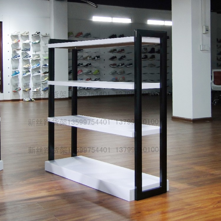 Shoe Island Rack Clothing Rack Accessories Shoe Holder Wooden Iron Shelf Floor-to-ceiling Boutique Display Side Island Rack