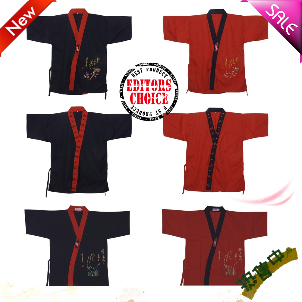 New electric embroidered Japan-South Korea sushi cuisine Japanese style chef's clothing uniform with very flat work clothes