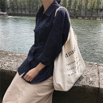 A Bao-Korean official website with the same letter attitude printed canvas bag vest bag student bag