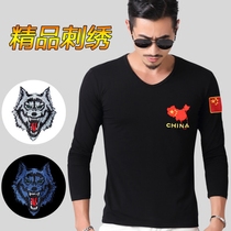 Military mens long sleeve special soldiers military fans T-shirt mens clothes camouflage clothing embroidery slim T-shirt base shirt