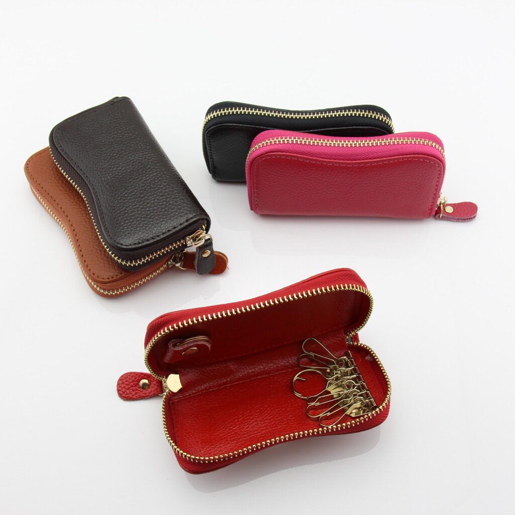 Universal remote control car burglar alarm key bag long key Applicable key button black Meired genuine leather exposure large