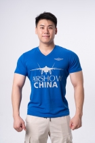 (Airshow cultural and creative products)Airshow official Airshow cultural and creative commemorative V-neck T-shirt (blue)Size M