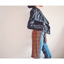 Flower room Customized parent-child irregular striped knit long shirts are not easy to deform