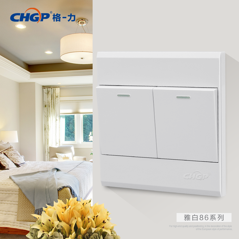 Type 86 dual switch double cut concealed fit 2 open switch two open multi-control two-position single joint panel home two-open switching power supply