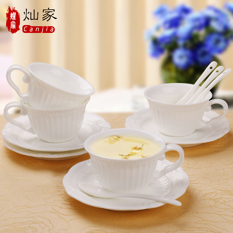 European cup of office coffee cup of pure white ceramic keller cup breakfast cup flower tea cup