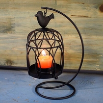 American pastoral bird cage small candle holder ornaments black iron bird cage home decoration candle wind lamp hollow Hollow