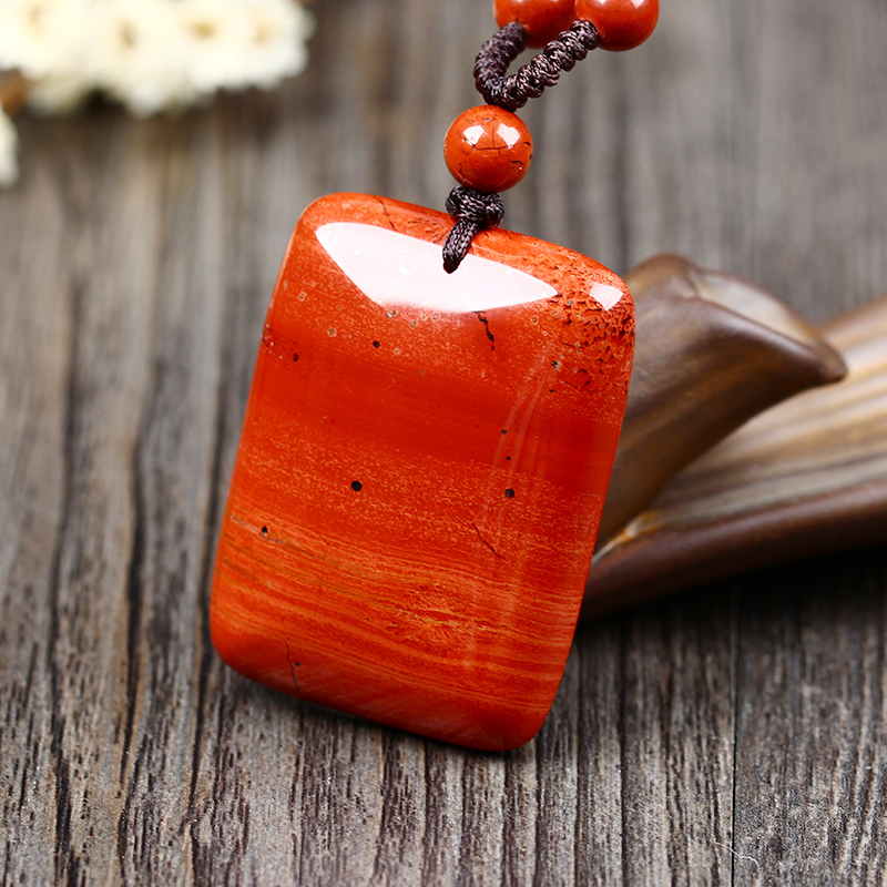 Red bamboo stone inspiration Peace buckle Stone Stele Amulet Shadow Stone jewelry Bitter mole pendant for men and women