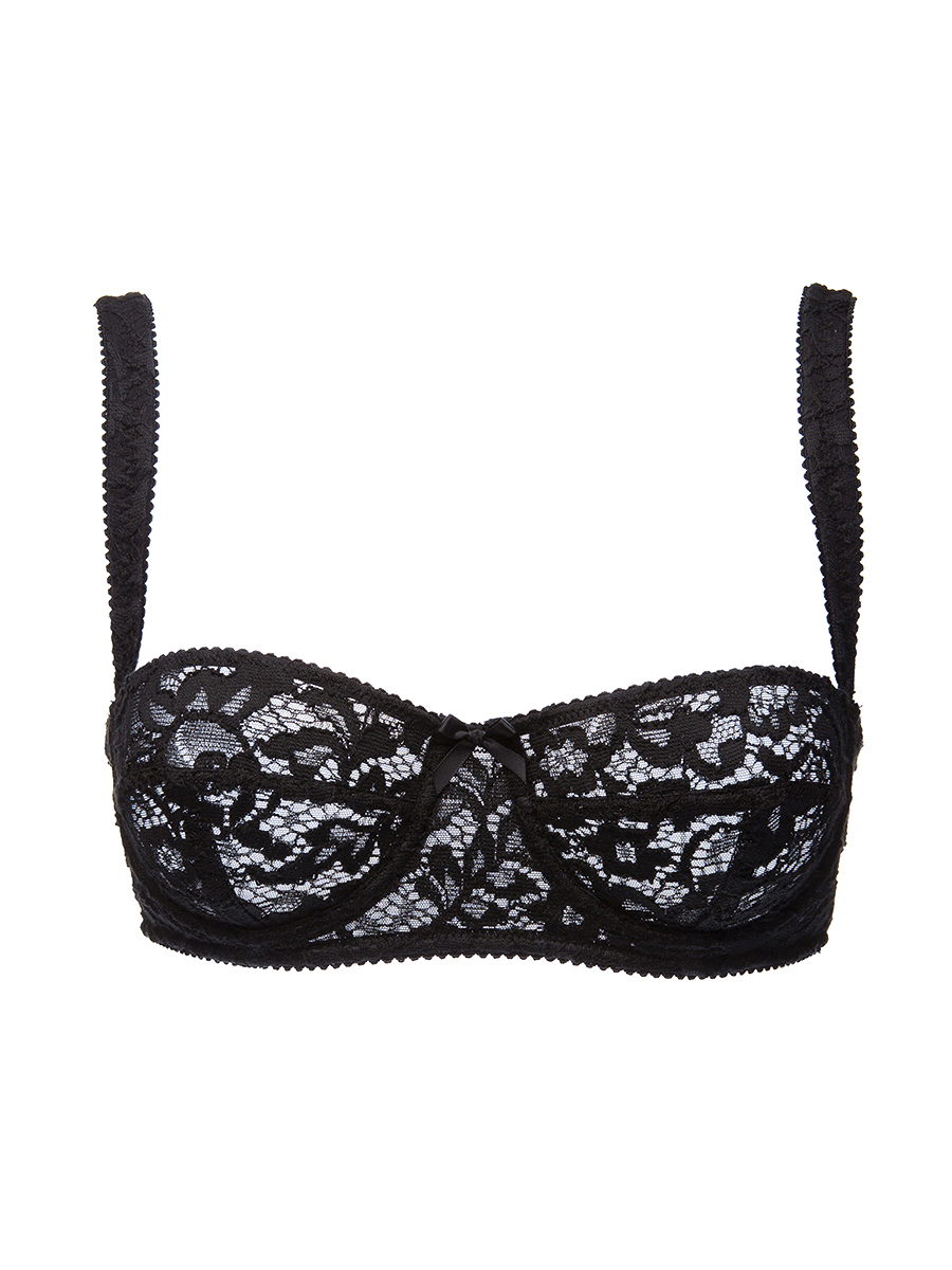 Dolce&Gabbana 黑色蕾丝钩花3/4杯薄款塑形文胸