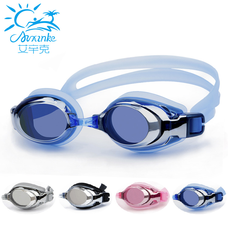  Electroplating flat light myopia swimming goggles waterproof and anti-fog with degree swimming glasses pink male and female universal