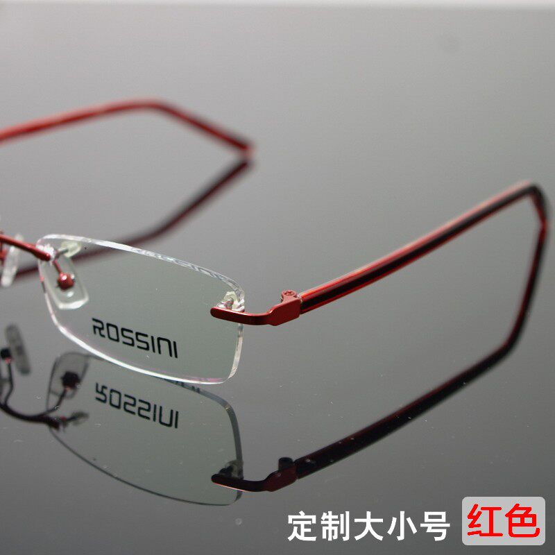 Plate mirror legs frameless glasses frame Women's wine red simple elegance with medium height resin myopia film