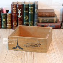 zakka groceries wood made of old desktop containing box Multi-meat wood case flower pots debris box storage box office finishing