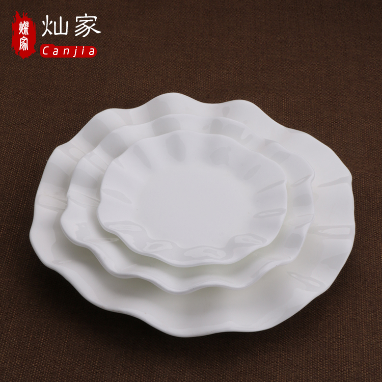 Can is lotus leaf disk porcelain tableware hotels pure white ceramic fruit salad plate FanPan soup plate tableware