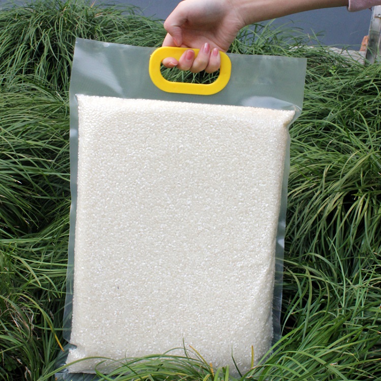 5kg yellow handheld rice bag vacuum bag transparent plastic bag with handle bag 10 kg pack 24 silk