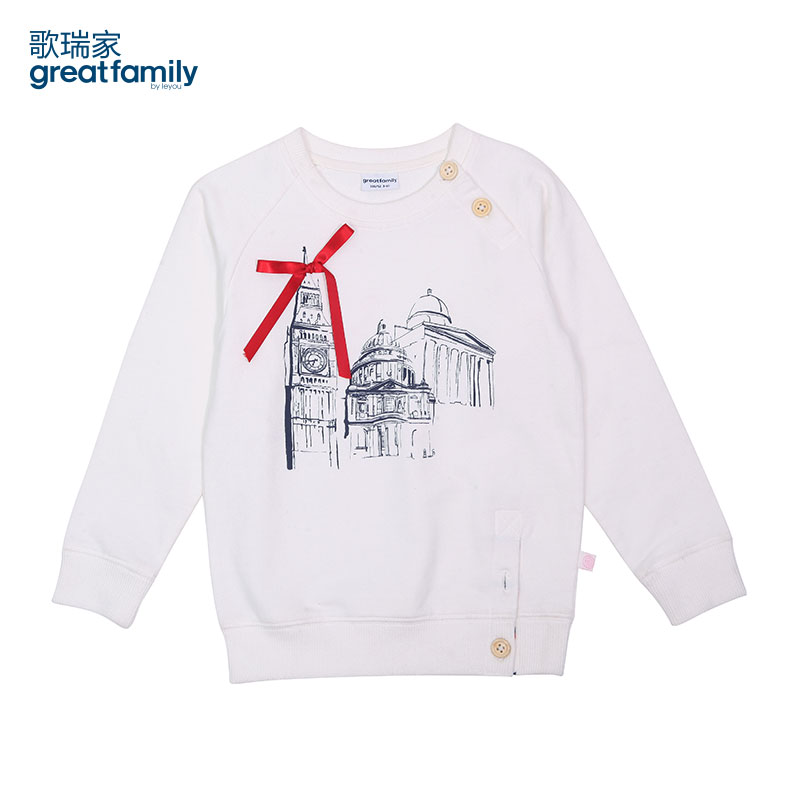 乐友孕婴童歌瑞凯儿童上衣2016春装新品女大童圆领卫衣长袖衣服
