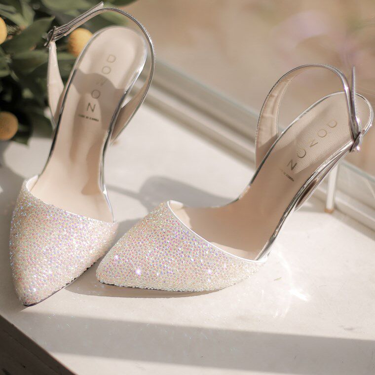 Korea's hand-made bright star romantic princess side of the empty tip of the pink high heels