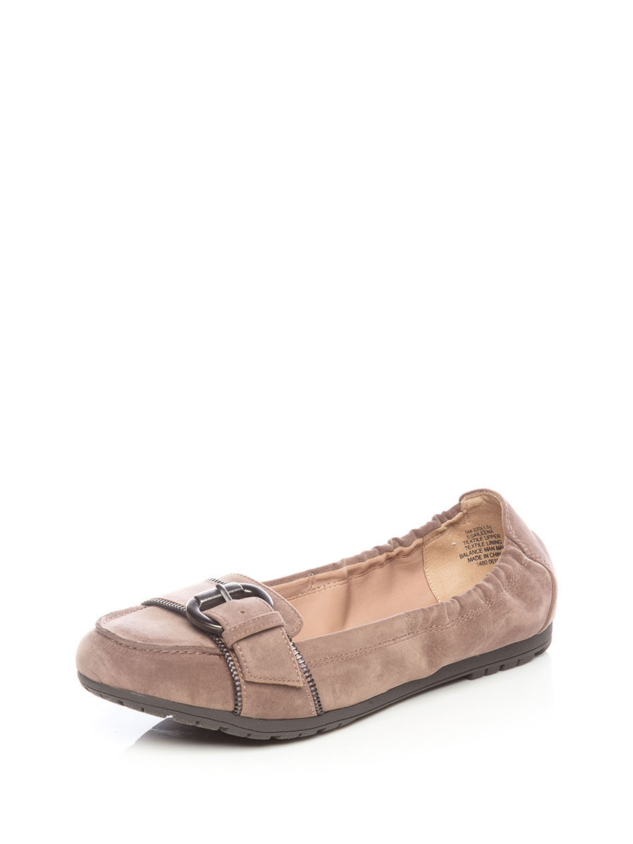 easy spirit 灰褐色拉链装饰针扣搭带平底鞋