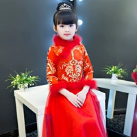 Cô gái dạ hội mùa đông phong cách Trung Quốc trẻ em váy cưới fluffy hoa cô gái nhỏ chủ trang phục catwalk trang phục công chúa váy váy công chúa trẻ em