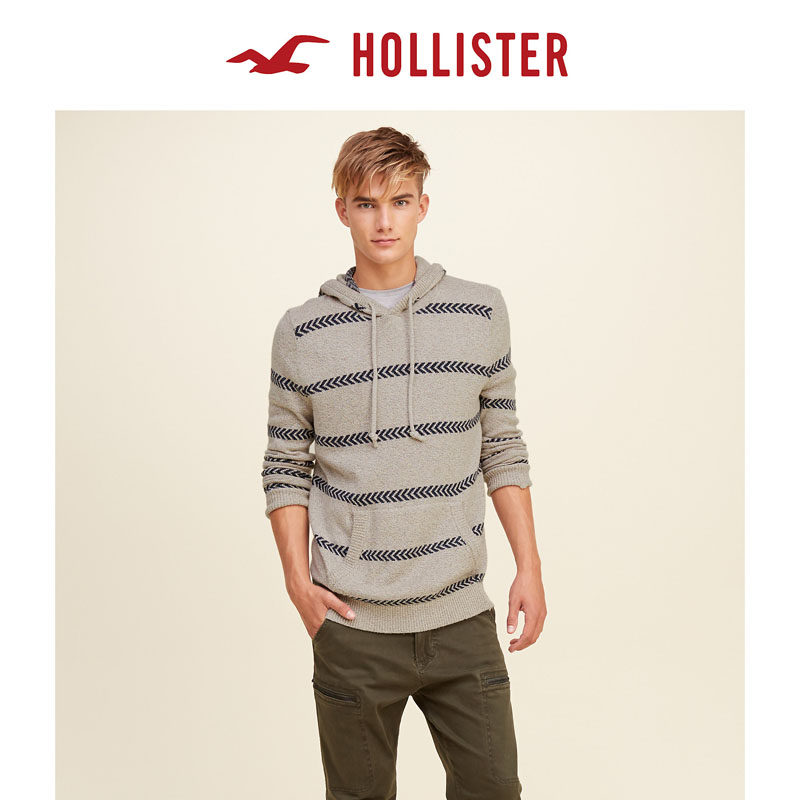 Hollister 条纹棱纹饰边毛线衫 男 103546