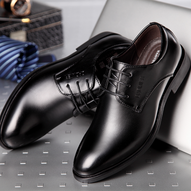 Business Formal Height-Increasing Leather Shoes for Men 8cm, Summer British Pointed-Toe Men's Shoes, Korean Style Casual Groom Wedding Shoes, Breathable