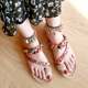 Sen tay dệt boho vòng chân dân tộc chuông cá tính đá ngọc lam chân nhẫn retro trang trí hoang dã - Vòng chân lắc chân nữ bạc ta Vòng chân