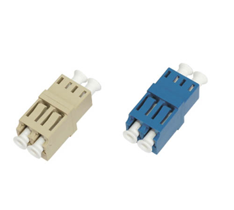 Fiber coupler connector flange adapter telecommunications grade LC duplex low symmetry single mode low loss