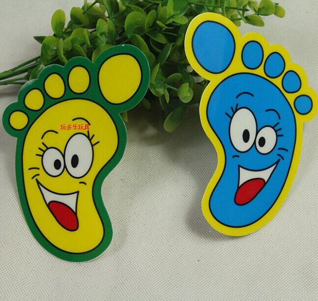 Layout size feet glass stickers children's room wall and floor tile stickers cartoon small footprint stickers
