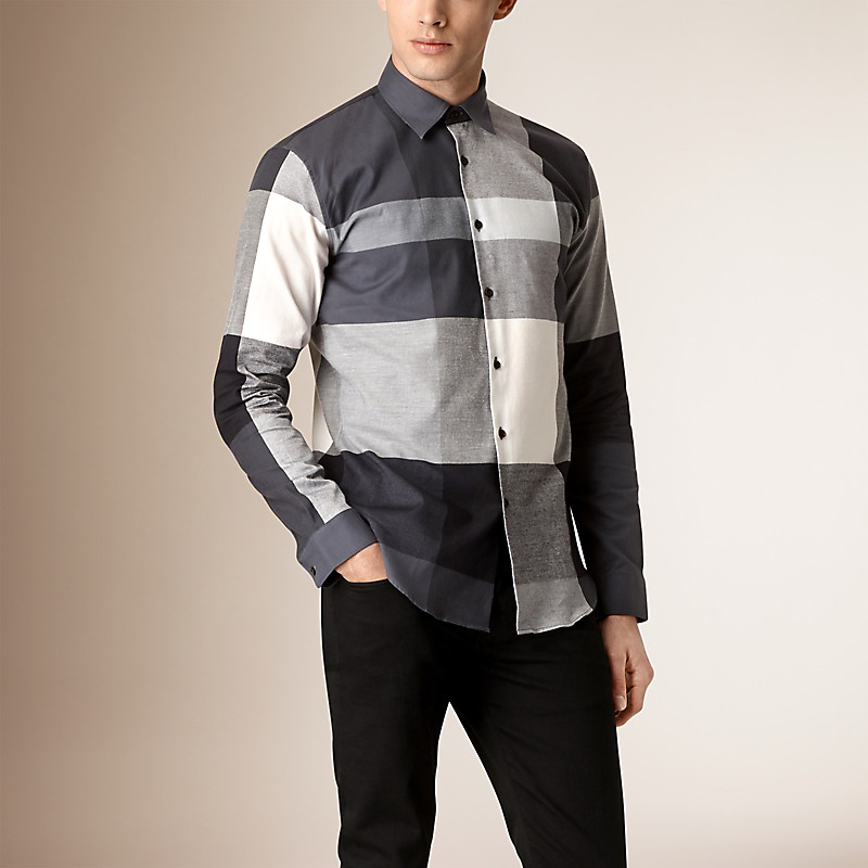 BURBERRY/博柏利现代剪裁格纹棉质衬衫 40084411