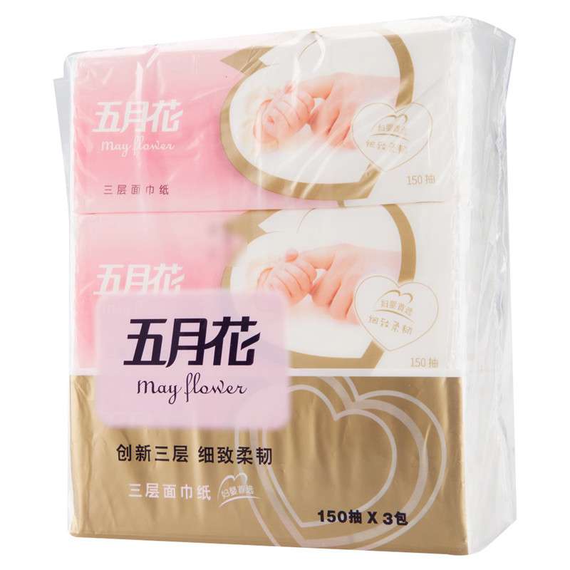 【苏宁易购】五月花妇婴3层软包抽纸150抽*3包(中规格)