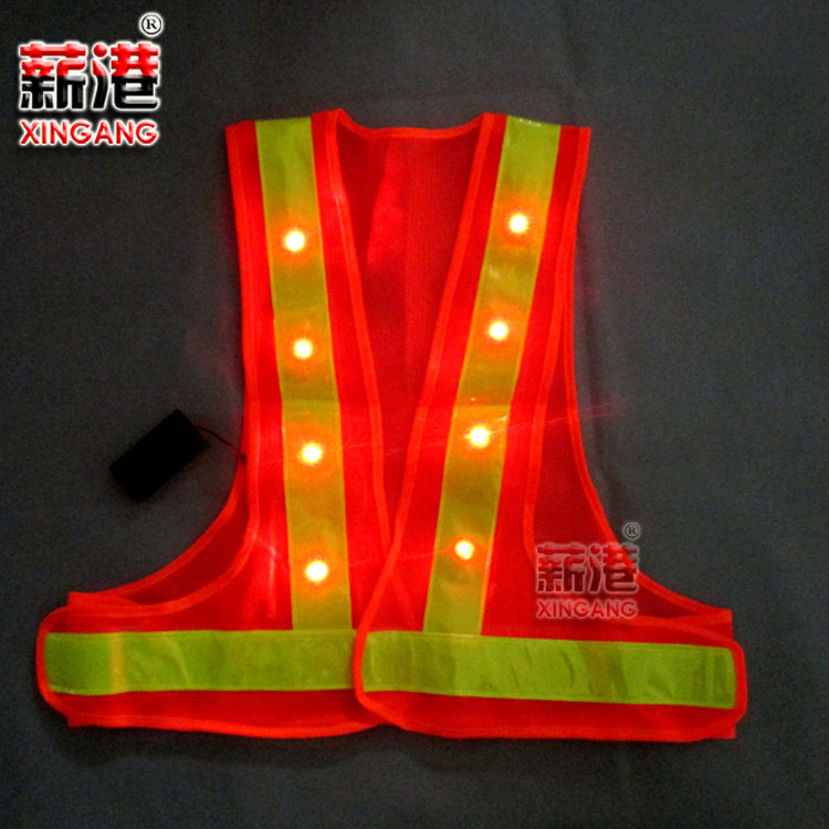 Paid Port With LED Light Reflective Vest Reflective Waistcoat Traffic Reflective Clothing With Lights Sparkling Construction Safety Vest