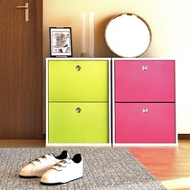 Fashion home Korean color shoe cabinet foyer Japanese simple open door creative double door three door can be combined shoe cabinet
