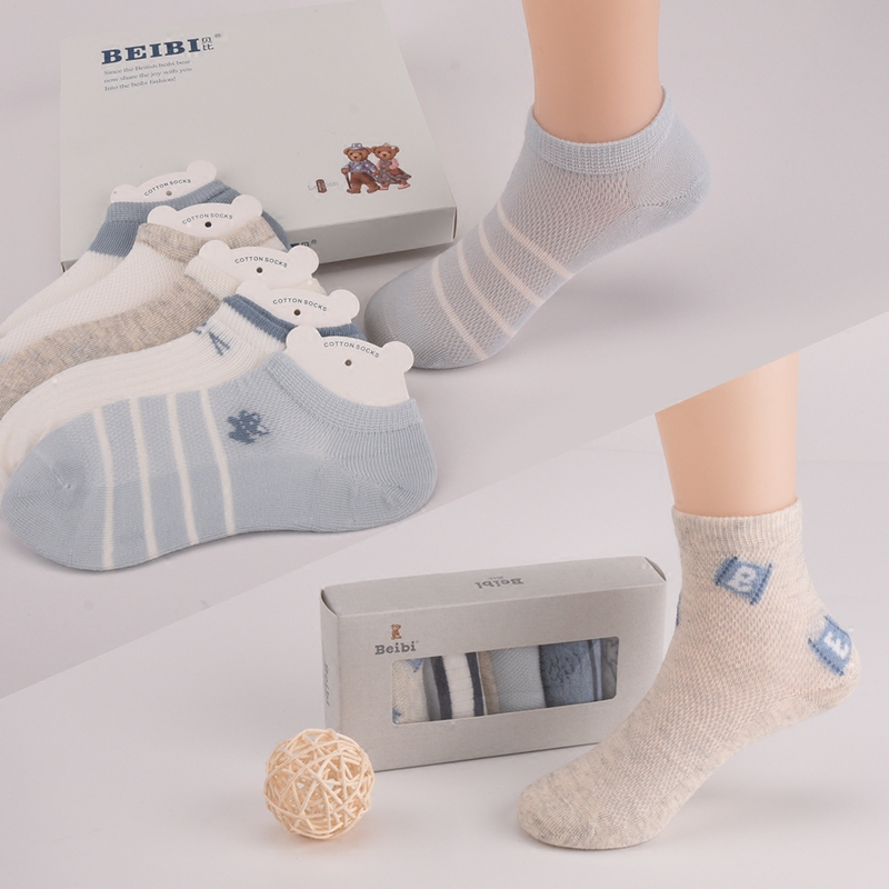 Baby and Kids Socks for Boys and Girls, Spring, Summer, and Autumn Student Pure Cotton Socks, Mesh Socks, Children's Combed Cotton Short Socks