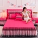 INS công chúa Hàn Quốc ren bedspread giường váy một mảnh trượt lưới Ruffles ren đỏ DN giường 1.51.82.0 - Váy Petti
