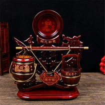 Wedding celebration mini bucket set decoration toilet dowry three-piece set red wood laser satisfactory concentric lock