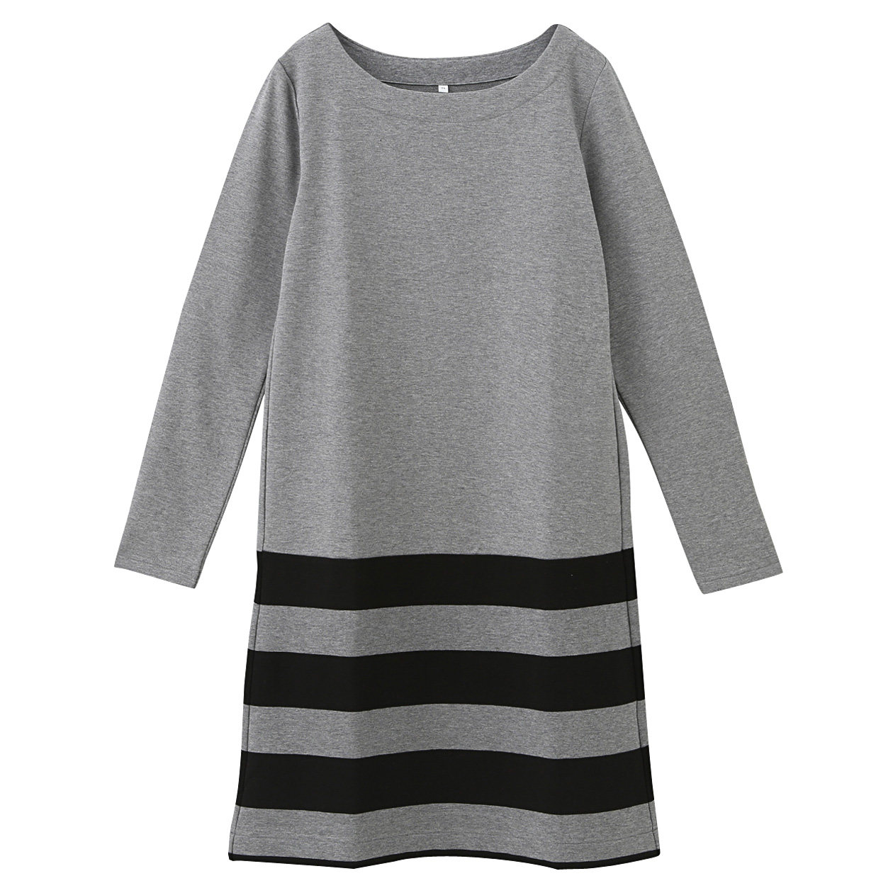 无印良品MUJI 女式 棉混弹力下摆条纹连衣裙