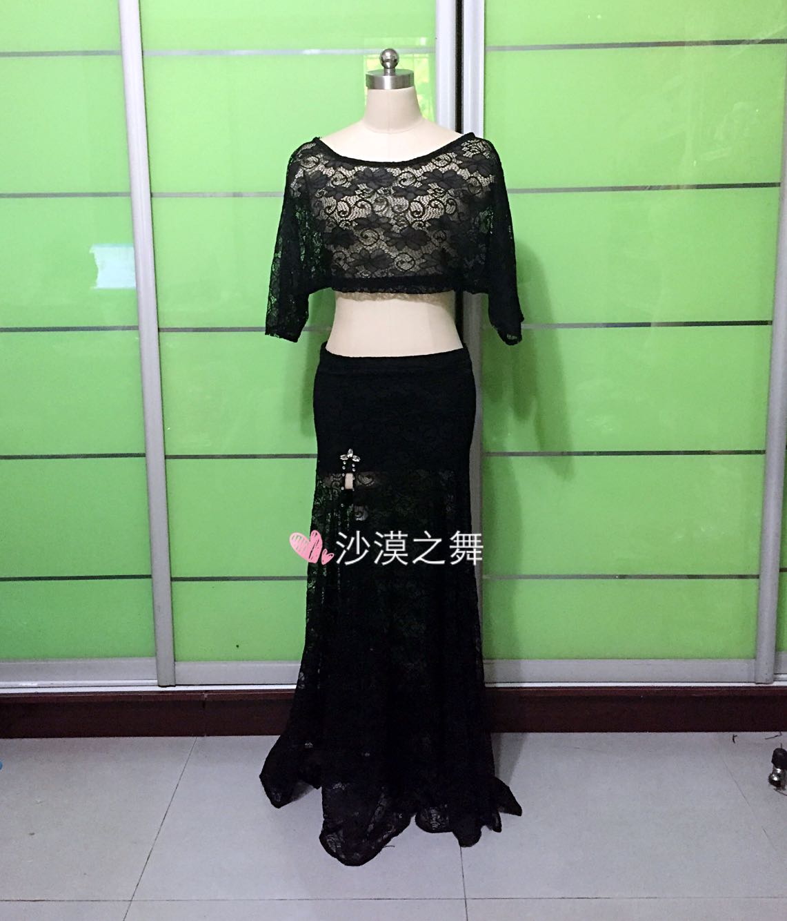Belly Dancing Fishtail Skirt With Hanging Lace Desert Dance Advanced Custom Bat Sleeve Suit