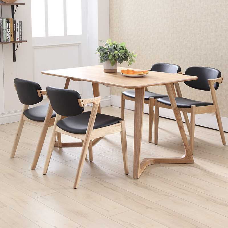 Solid wood dining table and chair combination Dining table and chair set Nordic Japanese small apartment oak dining table