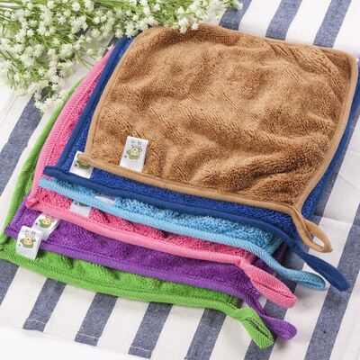 Korean thickened microfiber fleece absorbent hook, hanging rope, small cloth, double-layer long-haired loop for wiping tables and hand towels