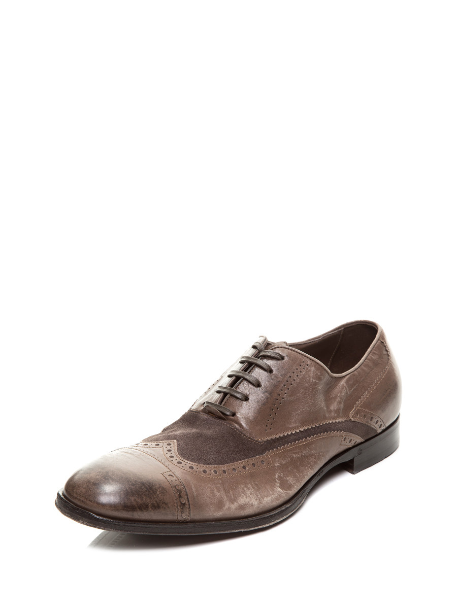 Dolce&Gabbana 咖啡色磨白雕花牛津鞋