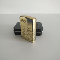 Hong Kong original zorro zorro kerosene lighter three-sided antique bronze carving eight horses windproof