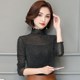 Bright silk turtleneck women's long sleeve mesh bottoming