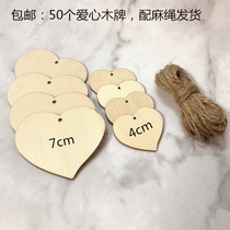  New product 50 wishing cards Love-shaped wooden tag tags Wish tree tag blank handwritten message Blessing wooden tag