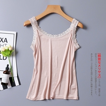 New spring and summer knit real silk harness vest fine lace big code mulberry silk undershirt short workout woman dress