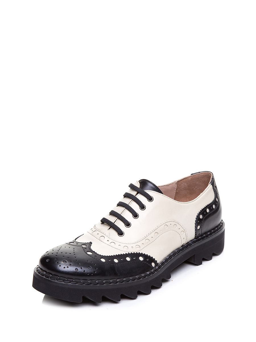 Roberto Botticelli 黑白拼色冲孔纹系带休闲鞋