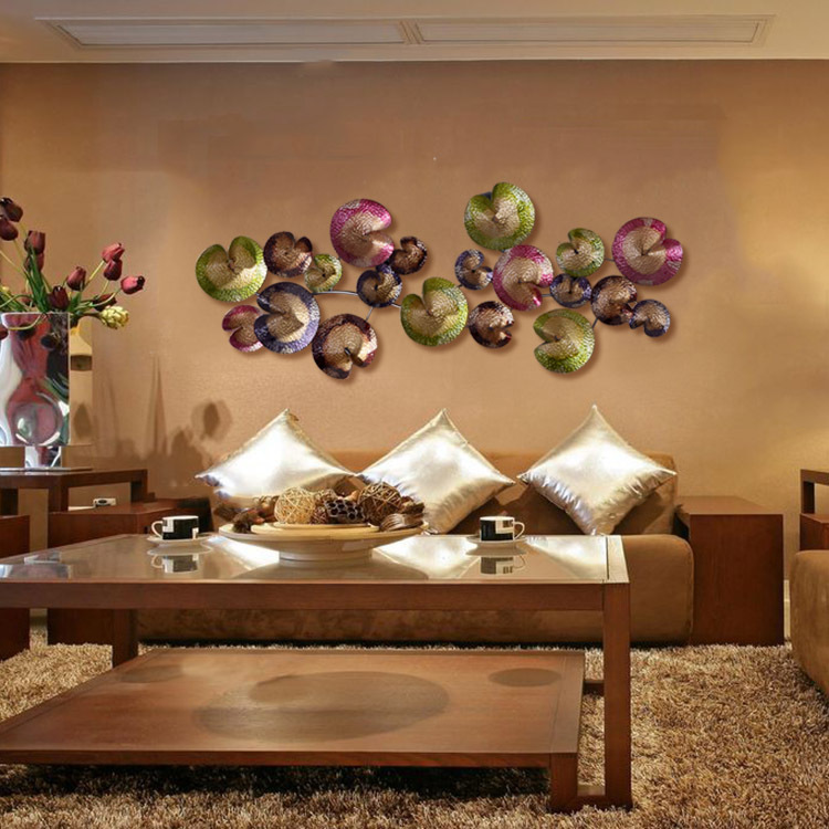Thai Imported Home Decoration Wall-mounted Iron Art Wall-mounted Iron Art Lotus Leaf Lotus Leaf Art Hanging sofa Background wall clothing