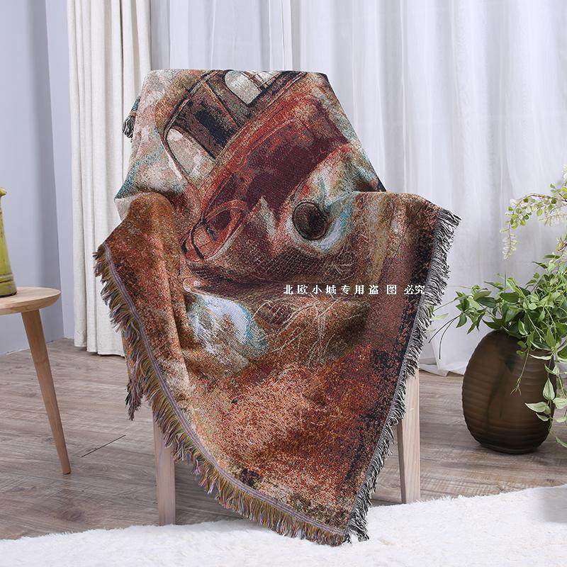 American Countryside Vintage Sofa Towels Old Fashioned Truck Thickened Cotton Thread Blanket Decoration Tapestry Bed Cover Sofa Blanket Shooting