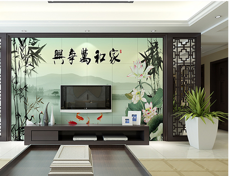 Living room TV sofa Background wall tiles Film and TV Wall 3D engraving Chinese minimalist Home and Masterpiece Bamboo