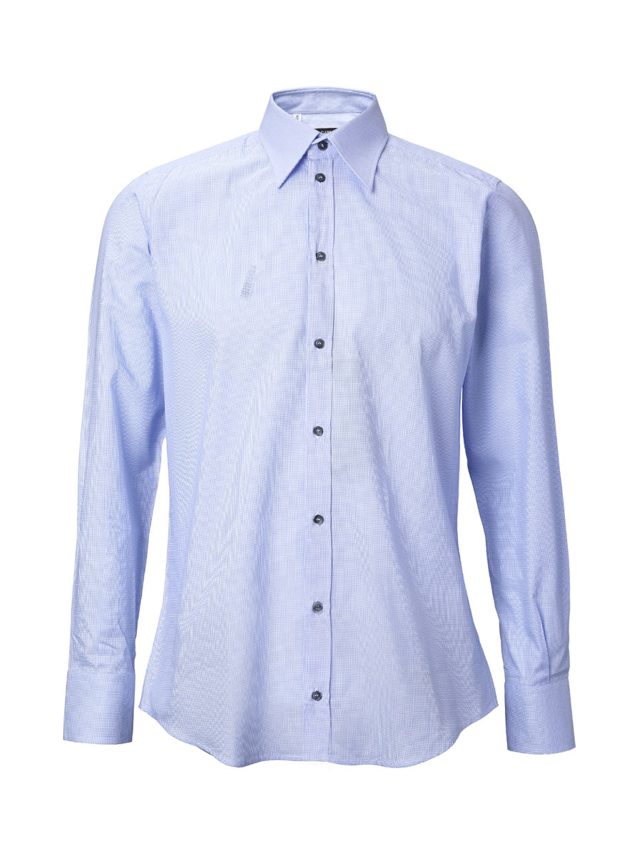 Dolce&Gabbana 淡蓝色菱格八角领长袖衬衫