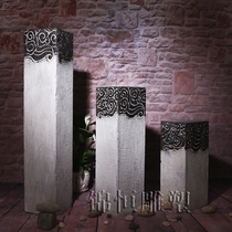 Stone carving Auspicious Cloud Display Column blue stone courtyard hotel Chinese retro decoration ornaments antique auspicious cloud stone pillars