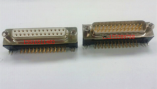 Full copper gilded DB25 elbow welded plate solid core socket computer DB25 Industrial grade 25 pin 25 hole upper PCB plug