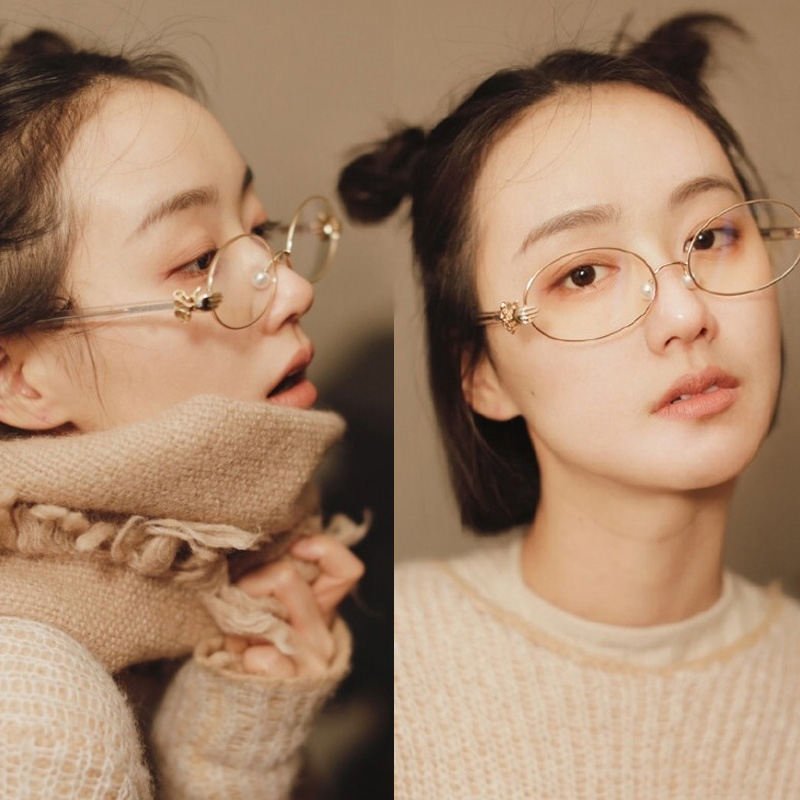 Radiation-resistant glasses star Yang power Tongtong Personality Oval Pearl Nose frame palm Radiation Flat Mirror